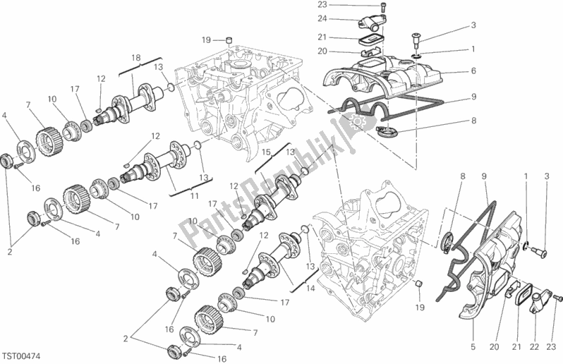 Alle onderdelen voor de Nokkenas van de Ducati Diavel Carbon FL 1200 2015
